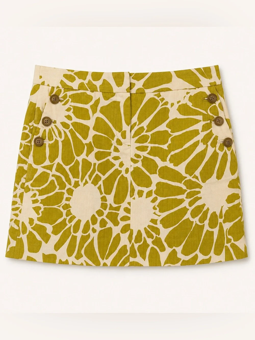 J.Crew Floral Cotton Mini Skirt Mustard Ivory Size 6